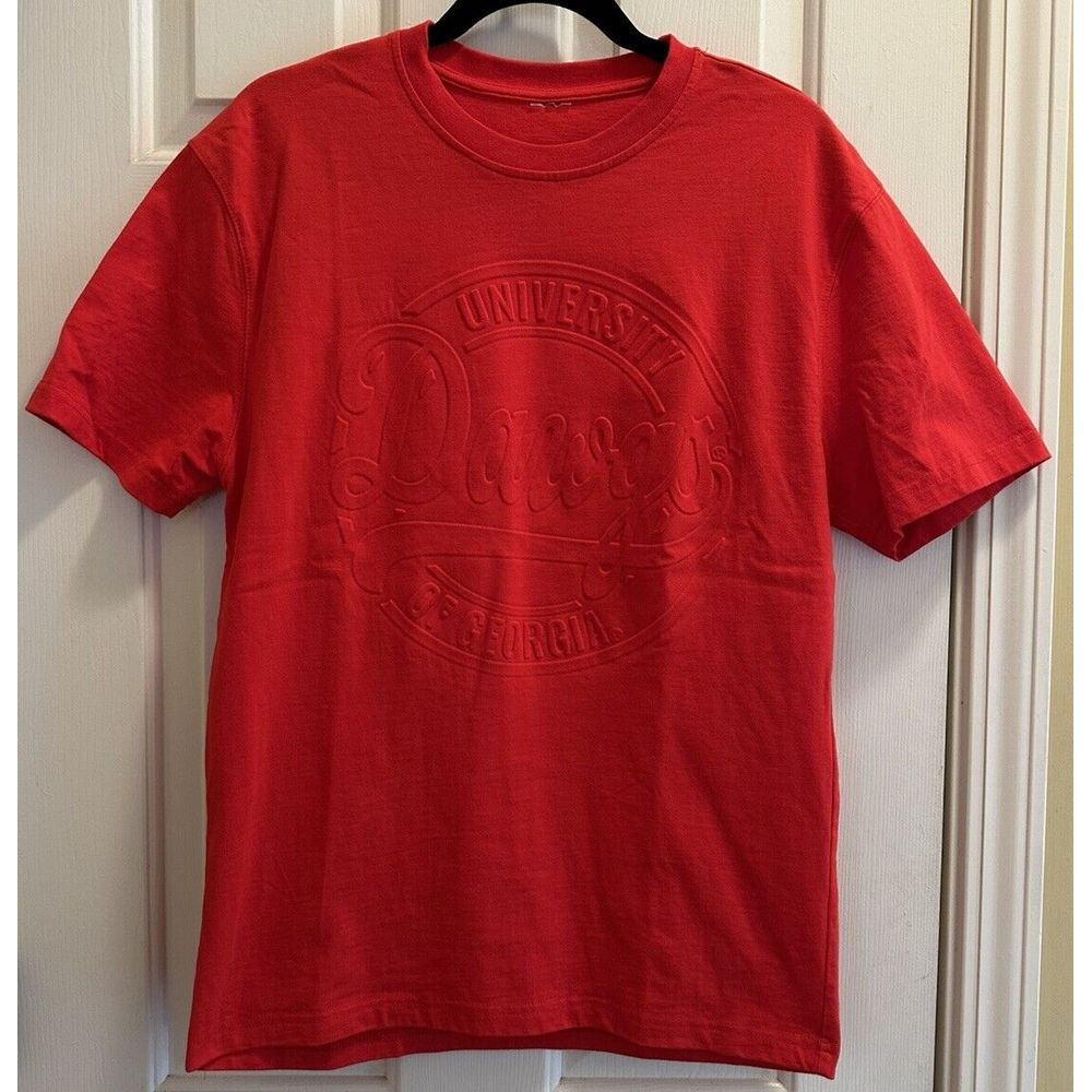 Georgia Bulldogs T Shirt Mens Adult Small Red Puffy Front Logo